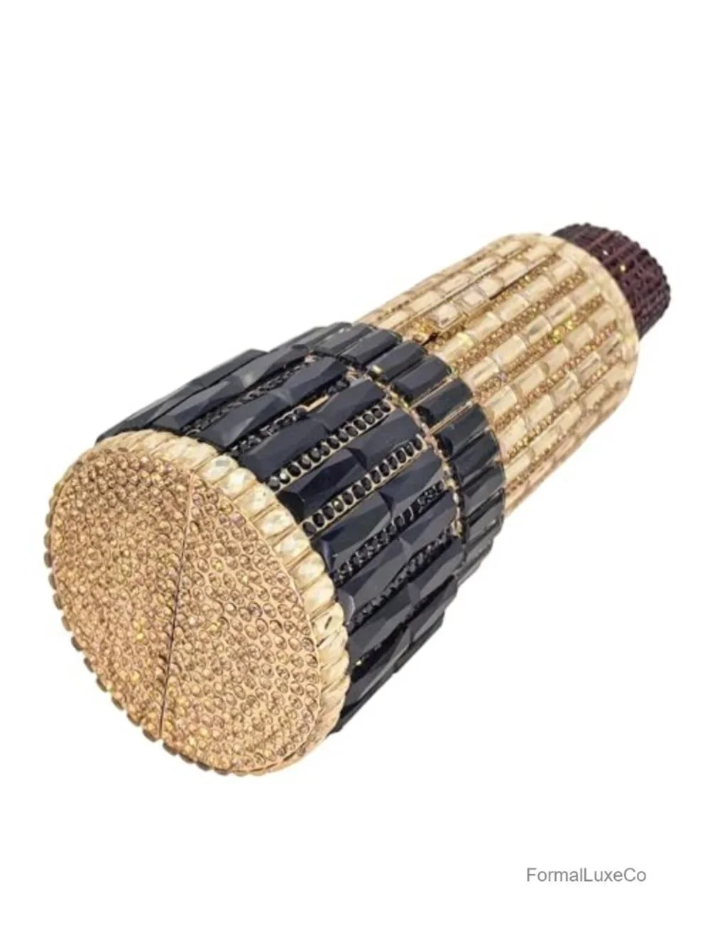 Crystal 3D Lipstick Shape Evening Clutch Purse With Chain Strap